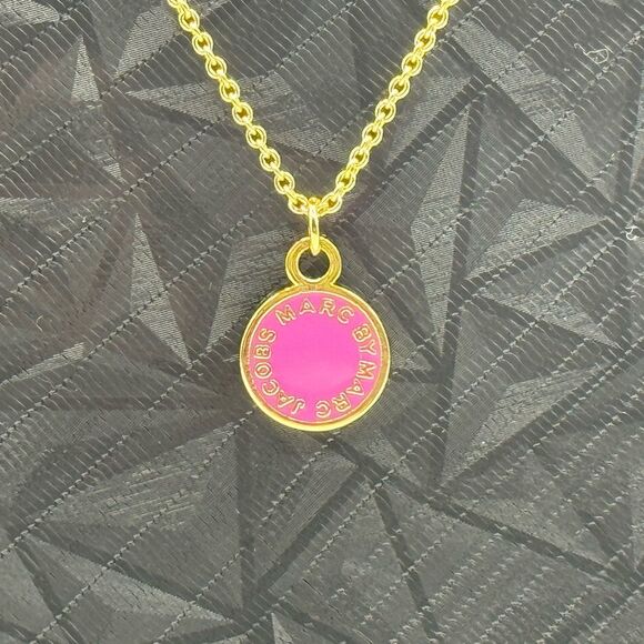 Marc Jacobs Gold Pink Necklace Minimalist Charm - Picture 2 of 3
